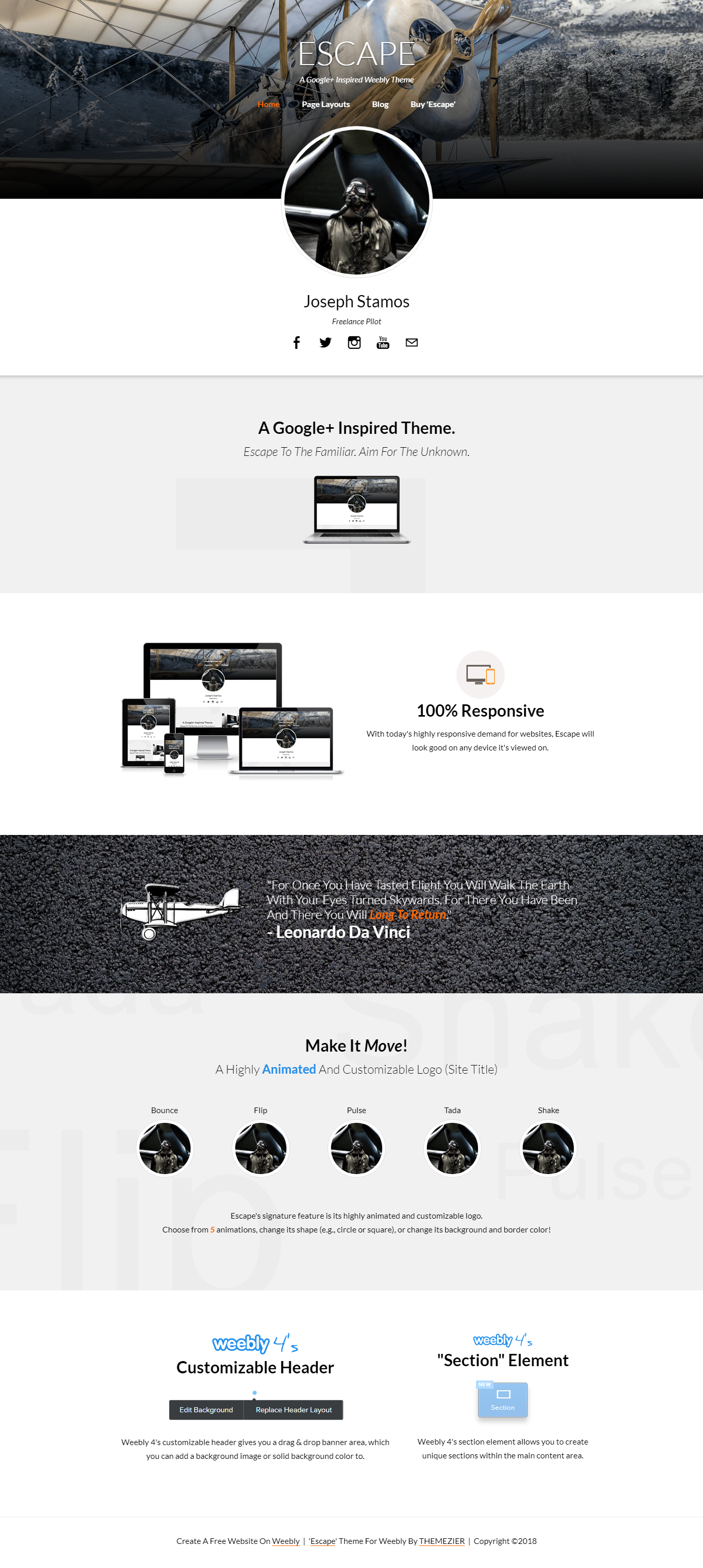 Escape Weebly Profile Theme