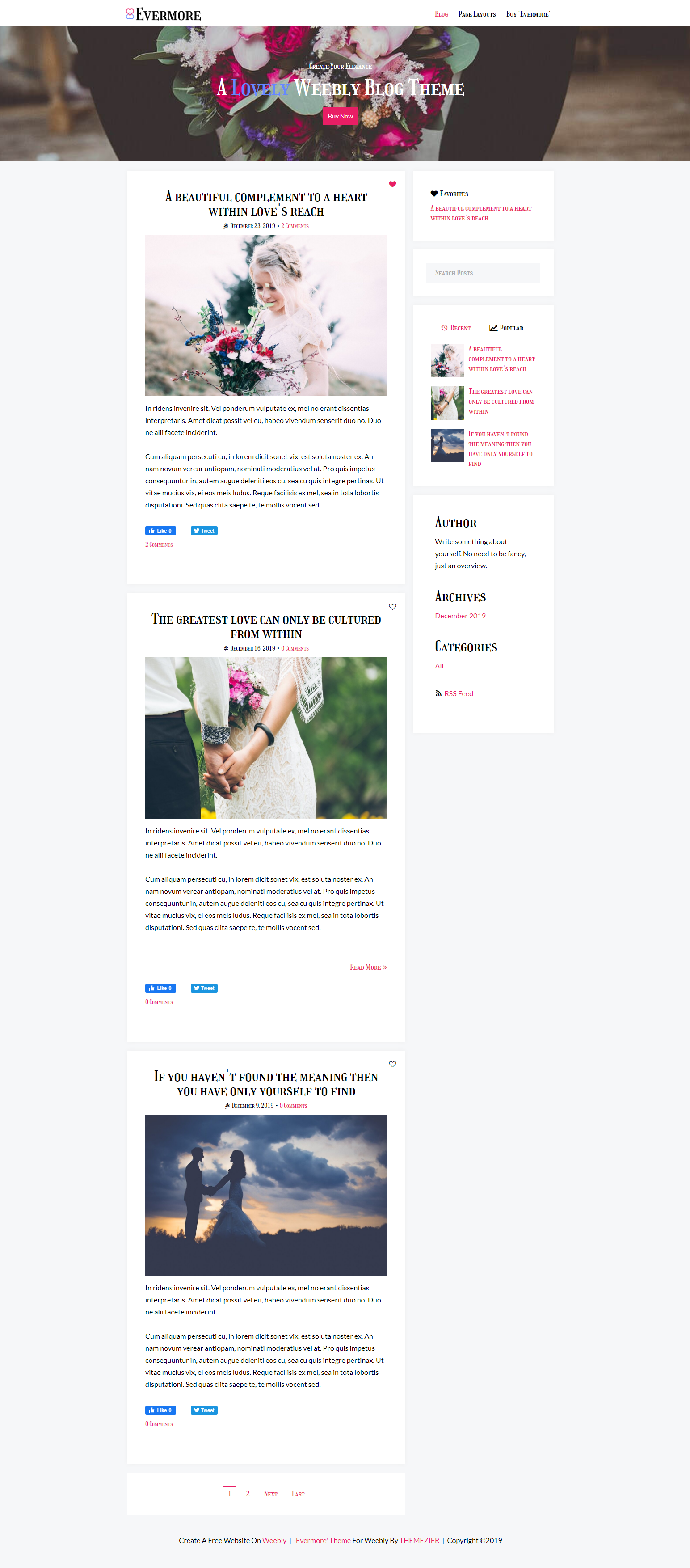 Evermore Weebly Blog Theme