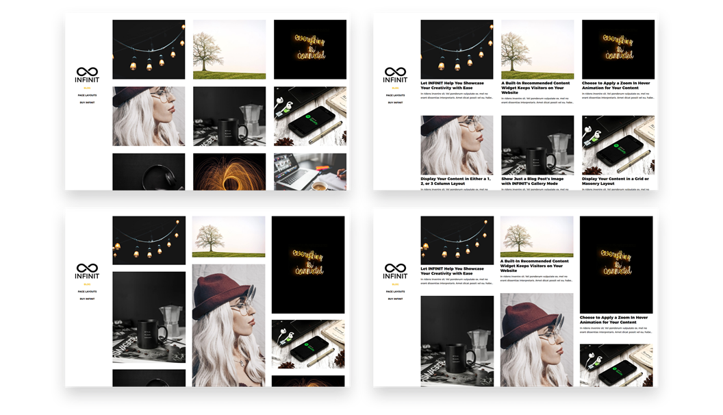 Infinit Weebly Portfolio Theme Layout Combinations