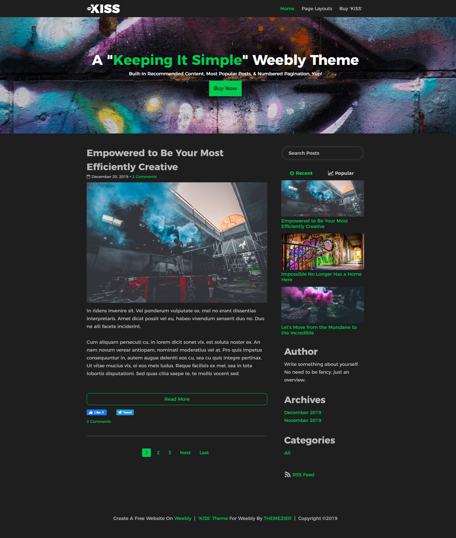 Kiss Weebly Blog Theme