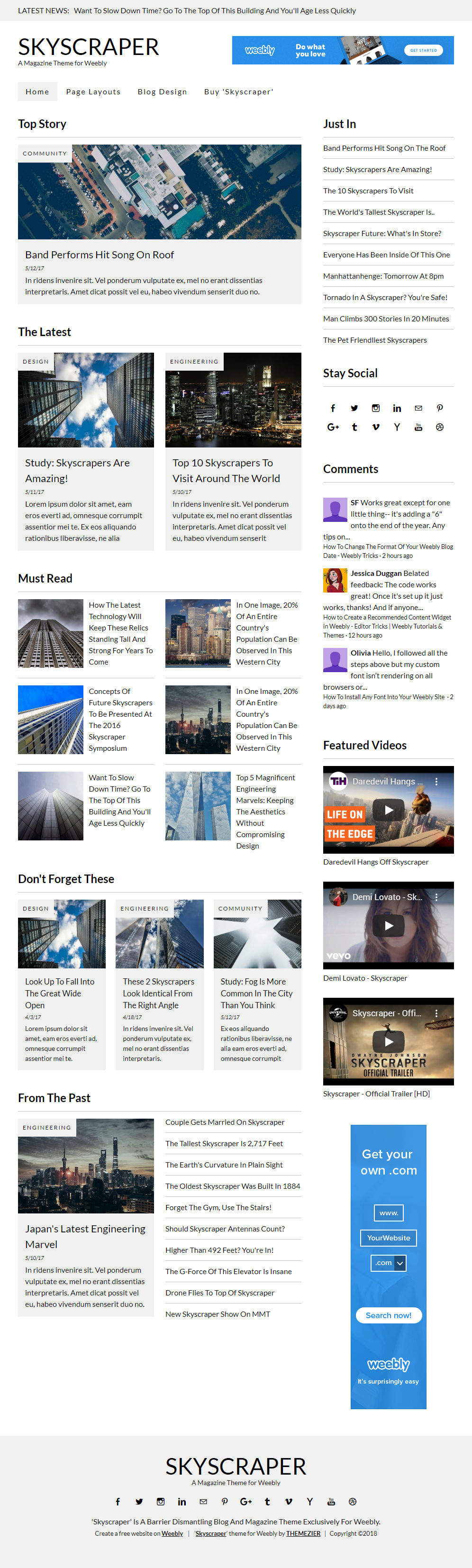 Skyscraper Weebly Magazine Theme