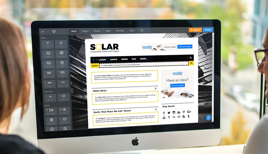 Solar Weebly Magazine Theme in the Weebly Editor