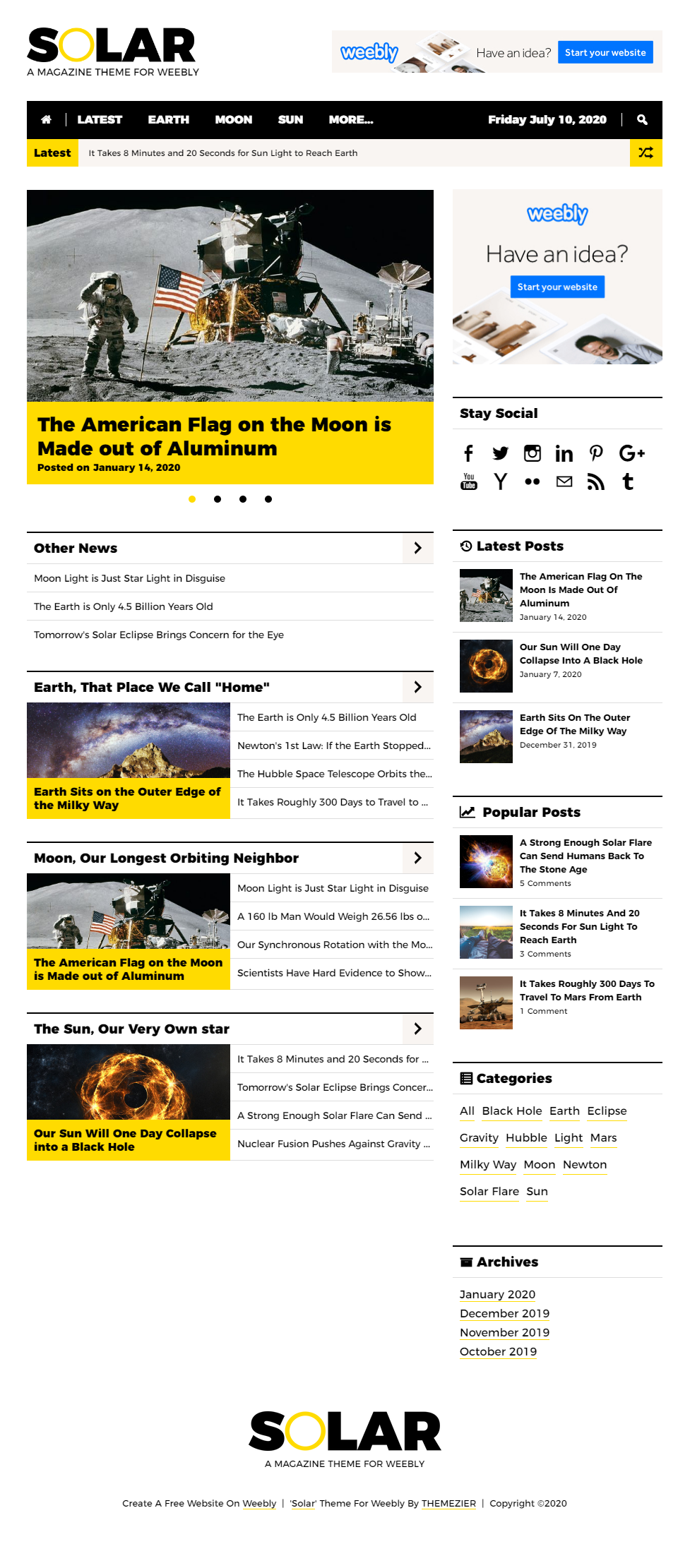 Solar Weebly Magazine Theme