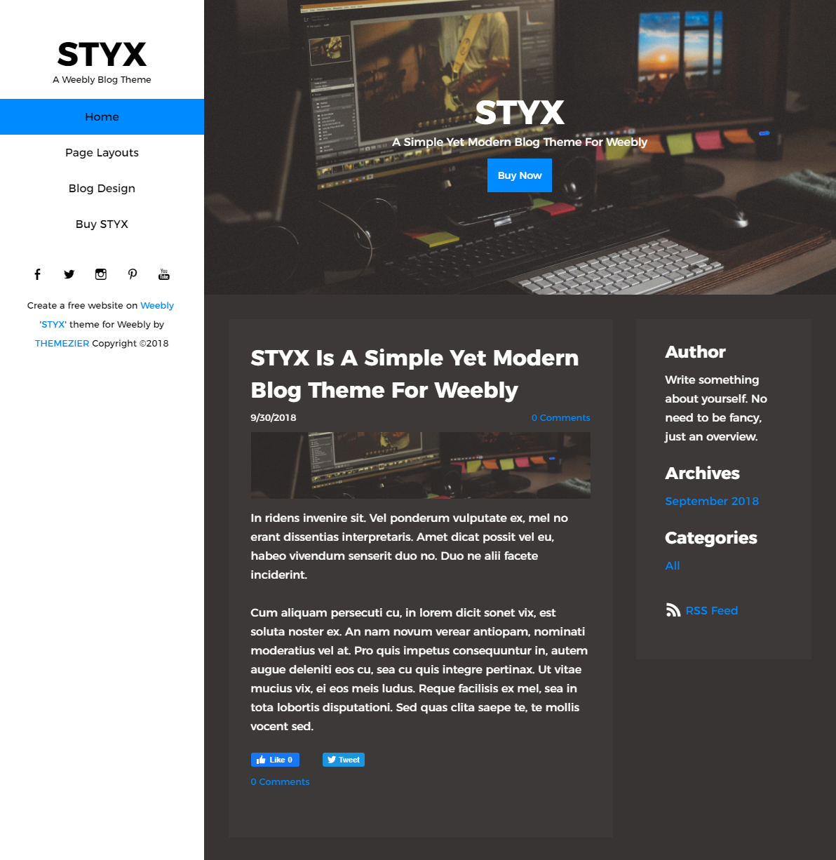 Styx Weebly Blog Theme